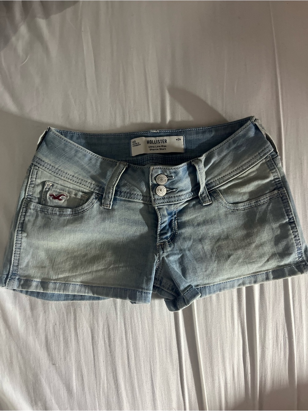 Hollister Faded Light Blue Low-Rise Denim Shorts